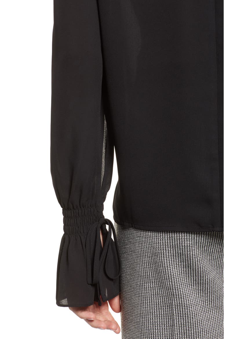 Smocked Neck Blouse, Alternate, color, RICH BLACK