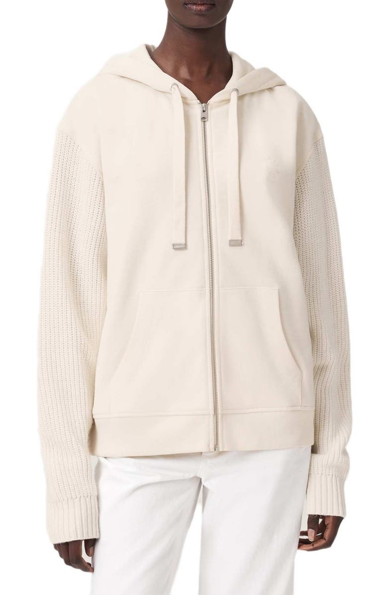 AllSaints Amphie Relaxed Fit Cotton Hoodie, Main, color, Tofu White