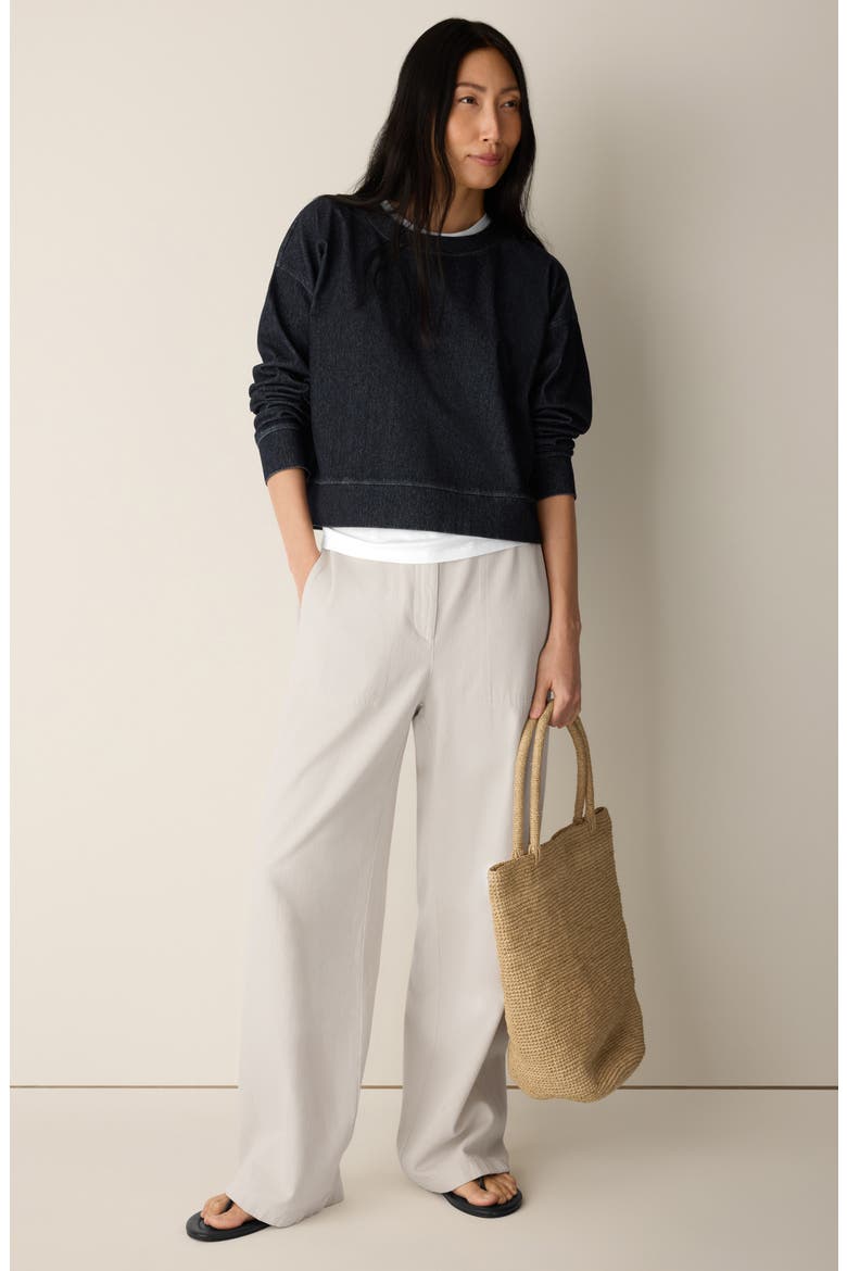 Organic Cotton Blend Cropped Sweatshirt, Alternate, color, DARK WASH