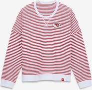 FANATICS Women's Fanatics White/Red Kansas City Chiefs Striped Oversized French Terry Sweatshirt
