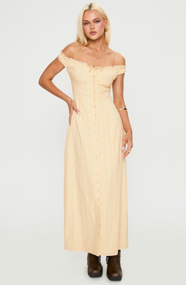 Princess Polly Bryar Off the Shoulder Maxi Dress, Alternate, color, 