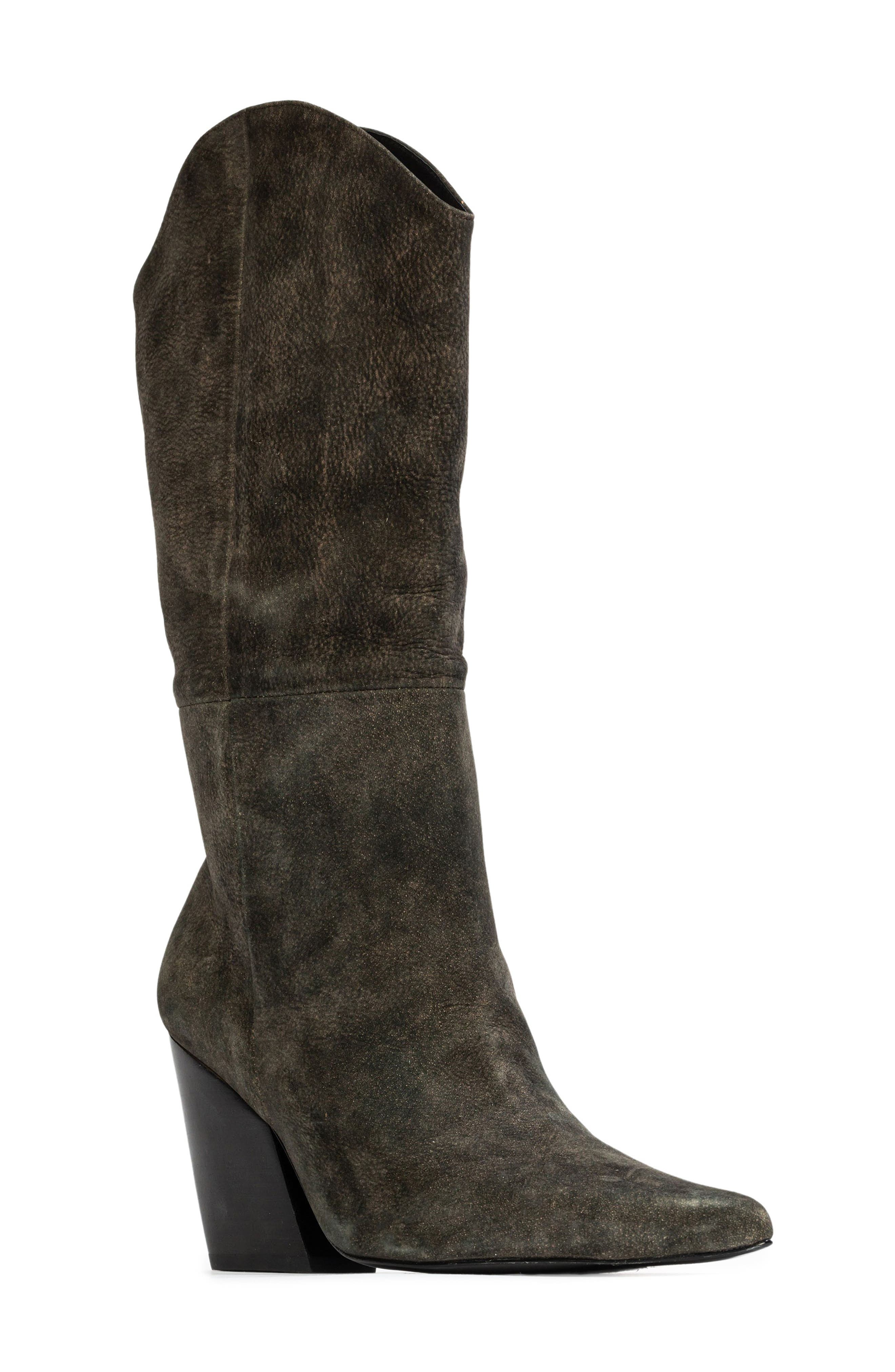 BLACK SUEDE STUDIO Le Noa 100 Pointed Toe Knee High Boot, Main, color, 