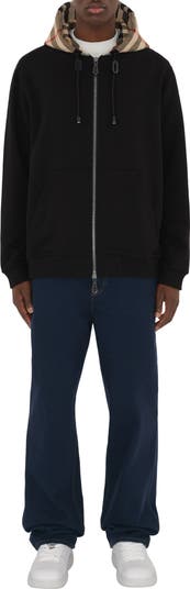 Burberry Check Hood Cotton Zip Hoodie | Nordstrom