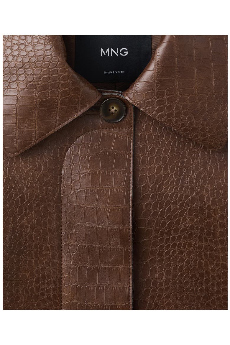 Nilo Croc Embossed Faux Leather Jacket, Alternate, color, MEDIUM BROWN