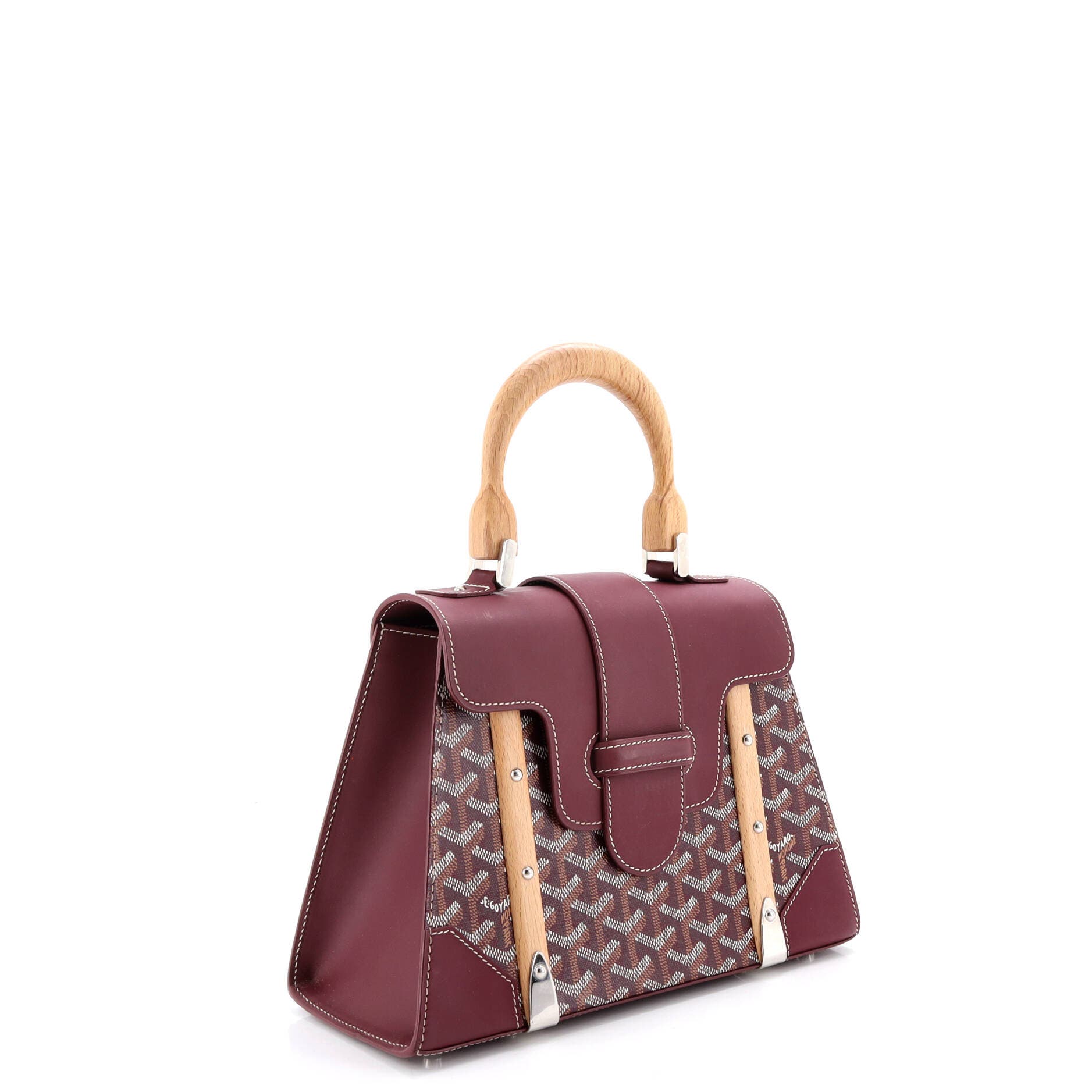 Pre-Owned Goyard Saigon Top Handle Bag Coated Canvas with Leather PM, Alternate, color, Red