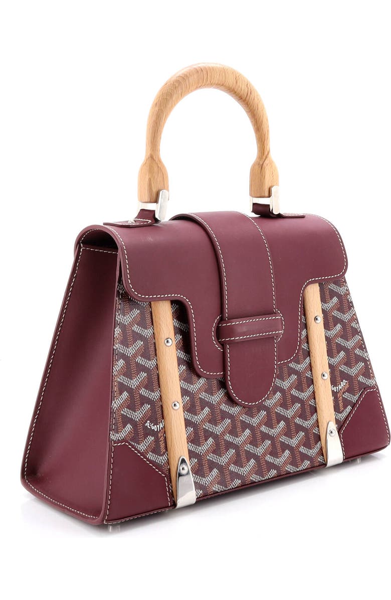 Pre-Owned Goyard Saigon Top Handle Bag Coated Canvas with Leather PM, Alternate, color, Red