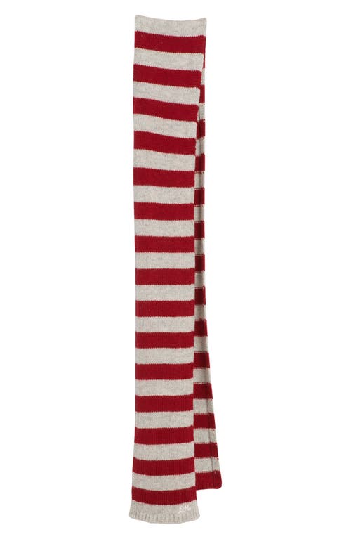 Damson Madder Stripe Skinny Wool Scarf In Red