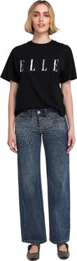 ELLE Collection Studded Jean Embellished Pants