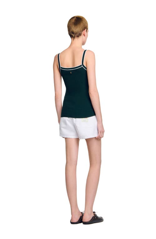 Sandro Womens Bottle Green Two-tone Button-down Knitted Vest In Green