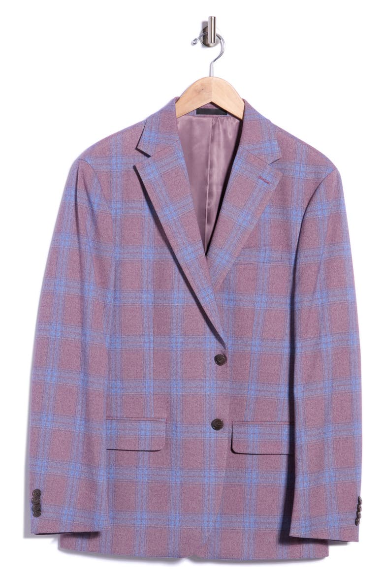 Notch Lapel Sport Coat, Main, color, MAUVE/ BLUE PLAID