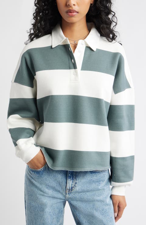Stripe Cotton Blend Rugby Sweatshirt
