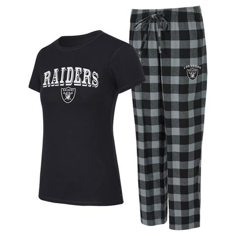 Women's Concepts Sport  Black/Gray Las Vegas Raiders Avondale T-Shirt & Pants Flannel PJ Set