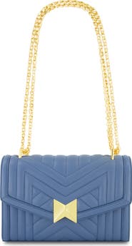 Mac Duggal Gold Chain Quilted Napa Leather Handbag