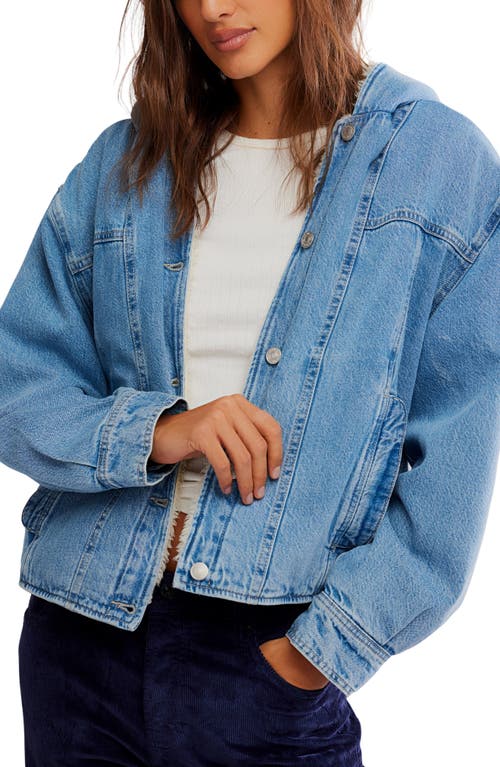 Free People We The Free Asher Faux Shearling Lined Denim Jacket In Blue