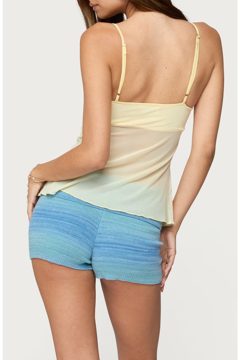 Reeve Split Front Sheer Mesh Top, Alternate, color, YELLOW