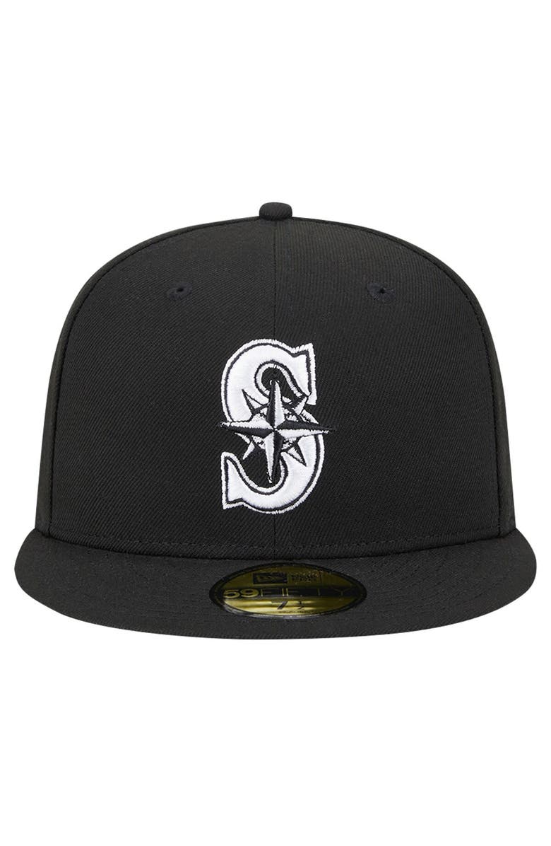New Era Men's New Era Black Seattle Mariners Logo 59FIFTY Fitted Hat, Alternate, color, Black