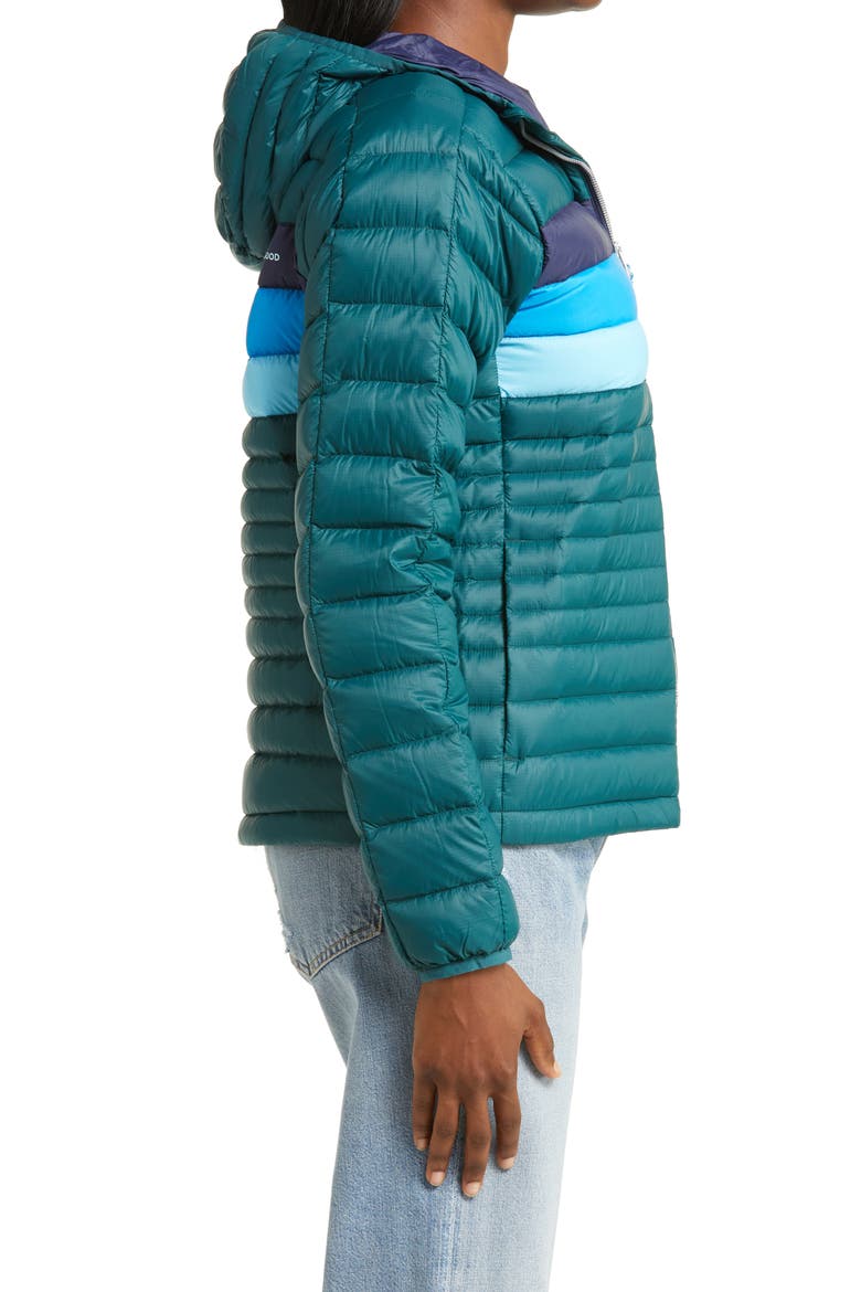 Fuego 800 Fill Power Down Hooded Jacket, Alternate, color, DEEP OCEAN STRIPES