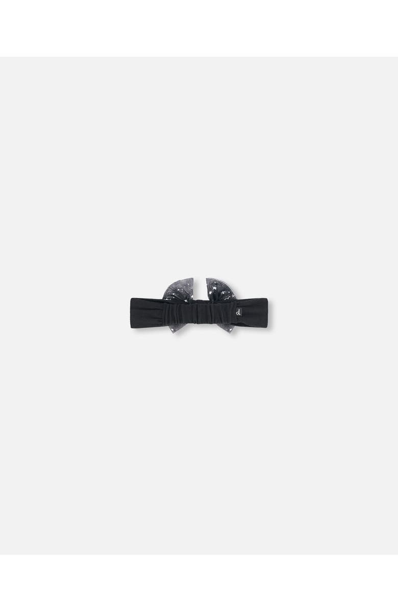 Deux par Deux Baby Girl's Headband With Glittering Tulle Bow Black, Alternate, color,