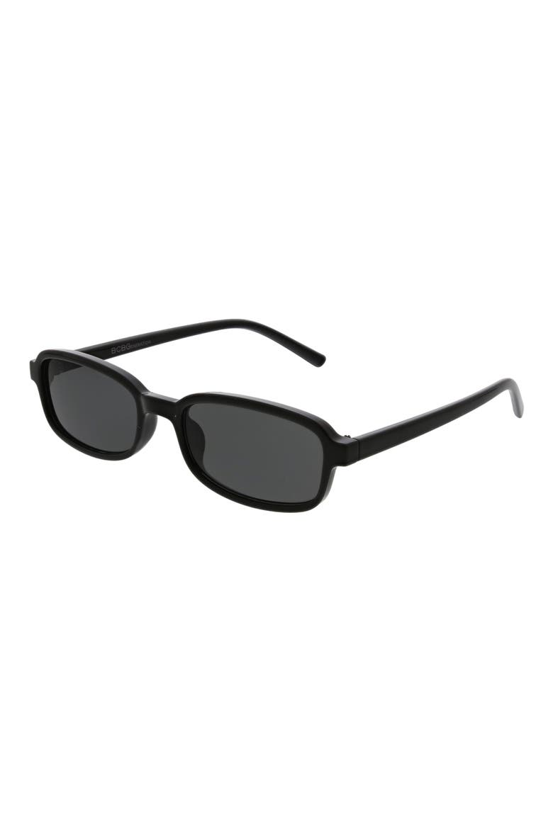 Slim Rectangle Sunglasses, Alternate, color, SHINY BLACK