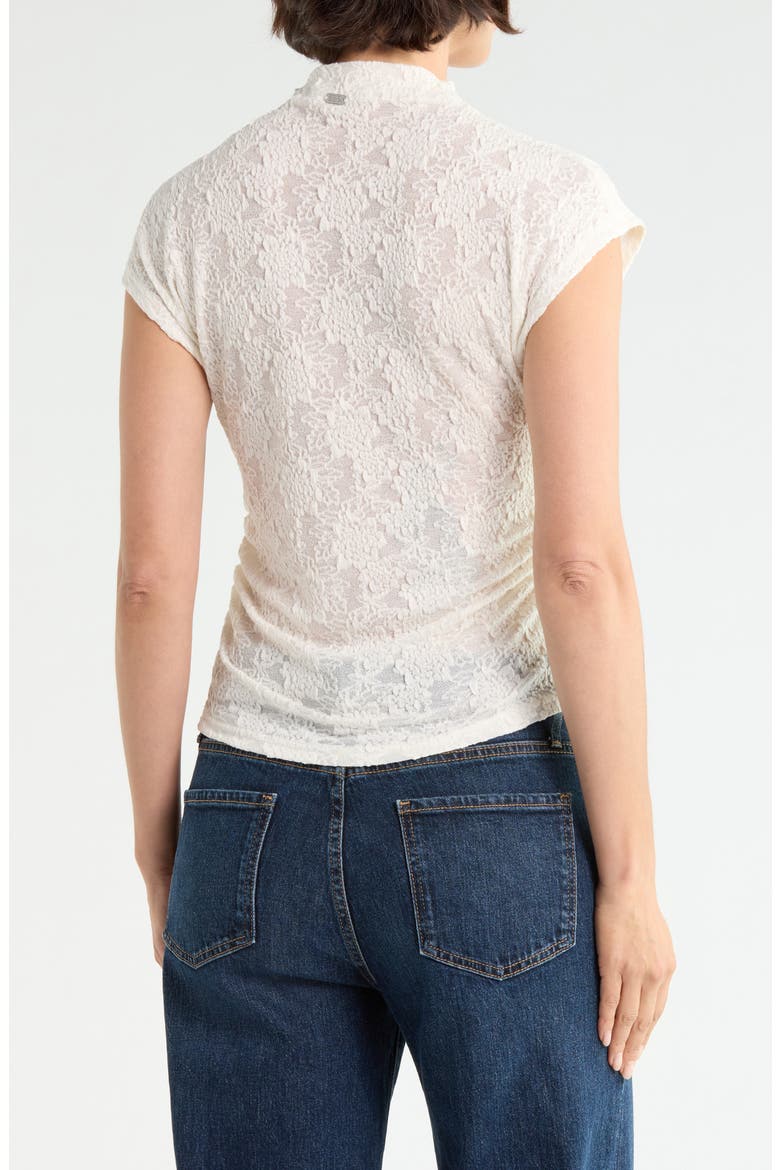 Cap Sleeve Dolman Mock Neck Lace Top, Alternate, color, ANTIQUE WHITE