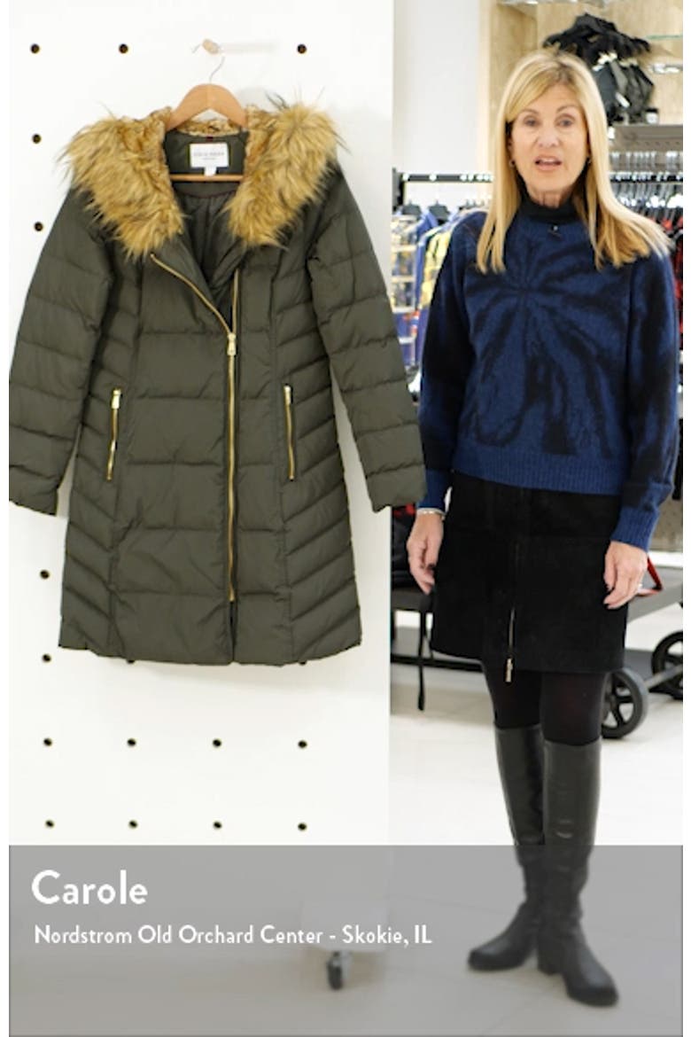 Cole Haan Feather & Down Puffer Jacket with Faux Fur Trim video