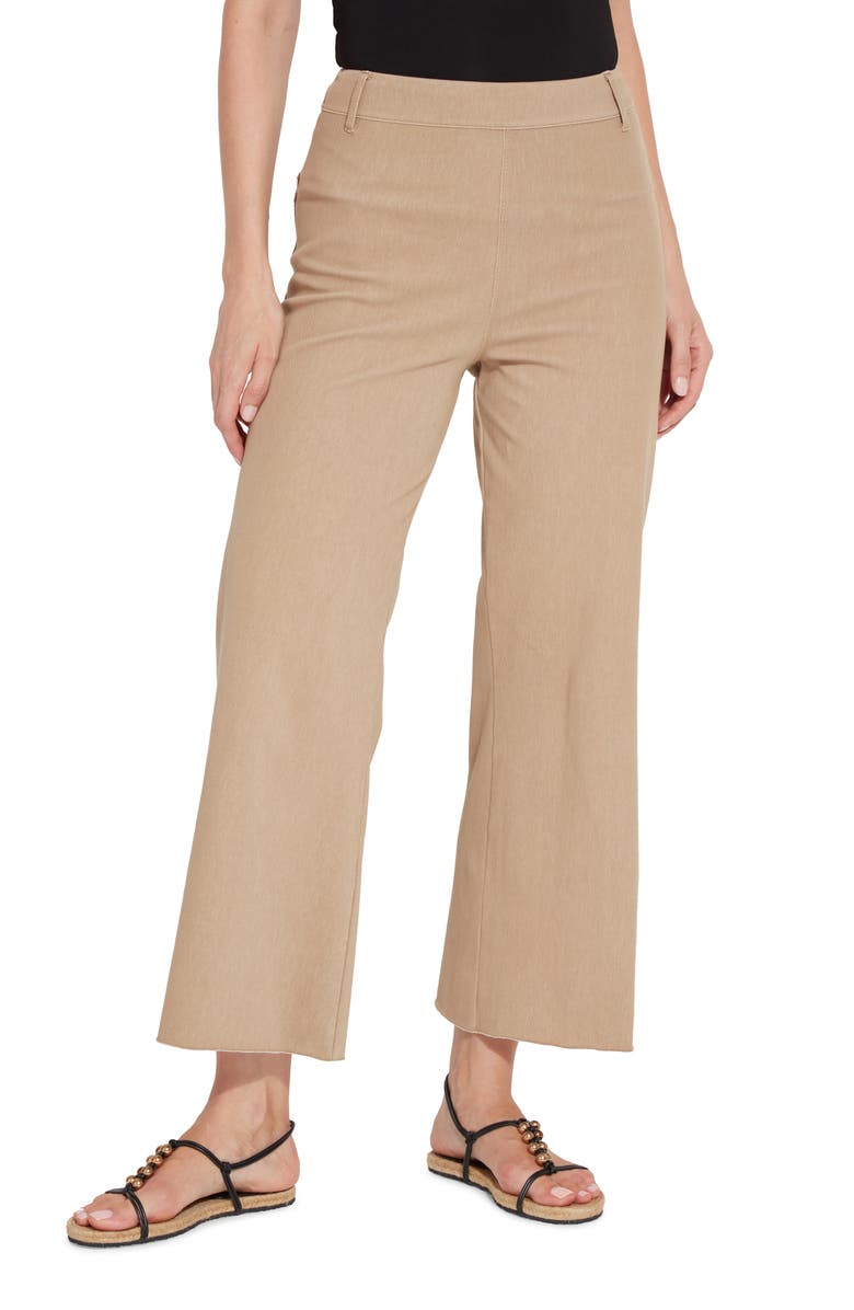 Lysse High Waist No Side Seam Ankle Wide Leg Knit Jeans, Main, color, 