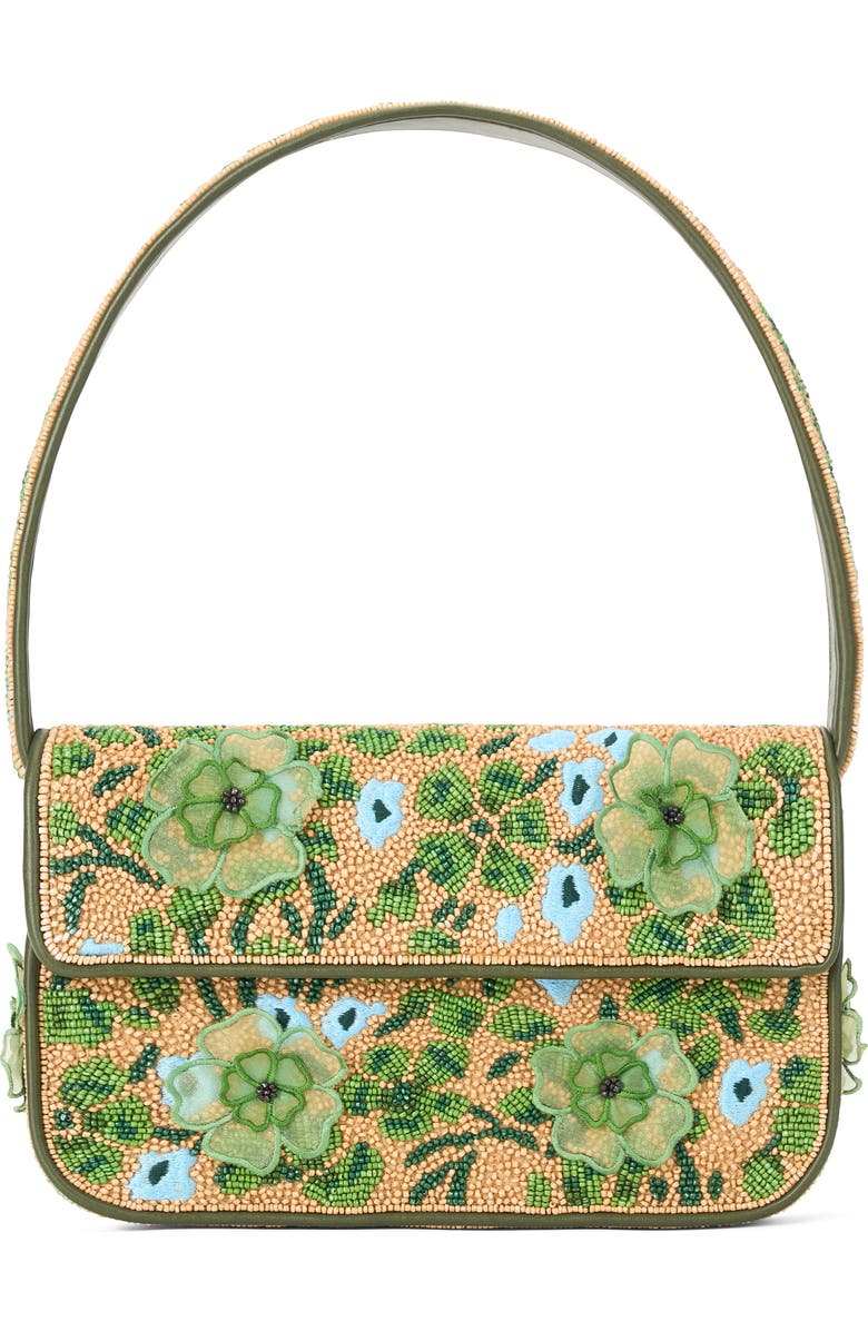 STAUD Tommy Beaded Shoulder Bag, Main, color, Moss Floral Tapestry