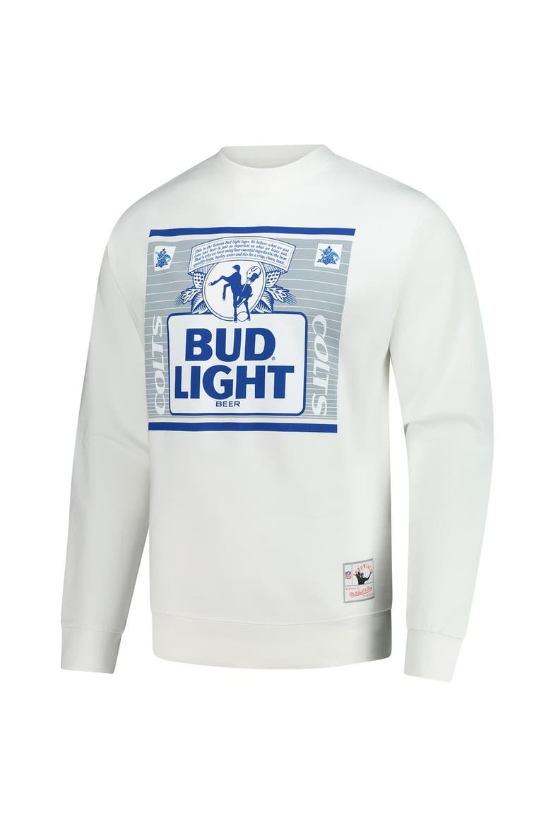 Men's Mitchell & Ness x Bud Light White Indianapolis Colts The Crest Pullover Sweatshirt, Alternate, color, White