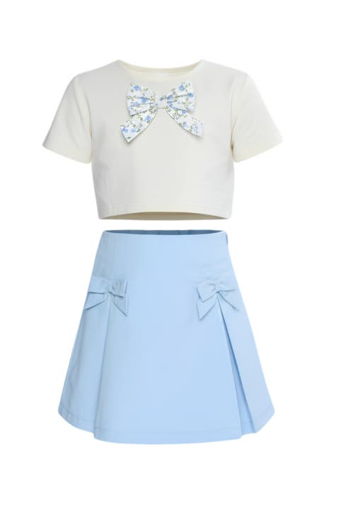 Lovely Bow Crop Top and Skirt Set
