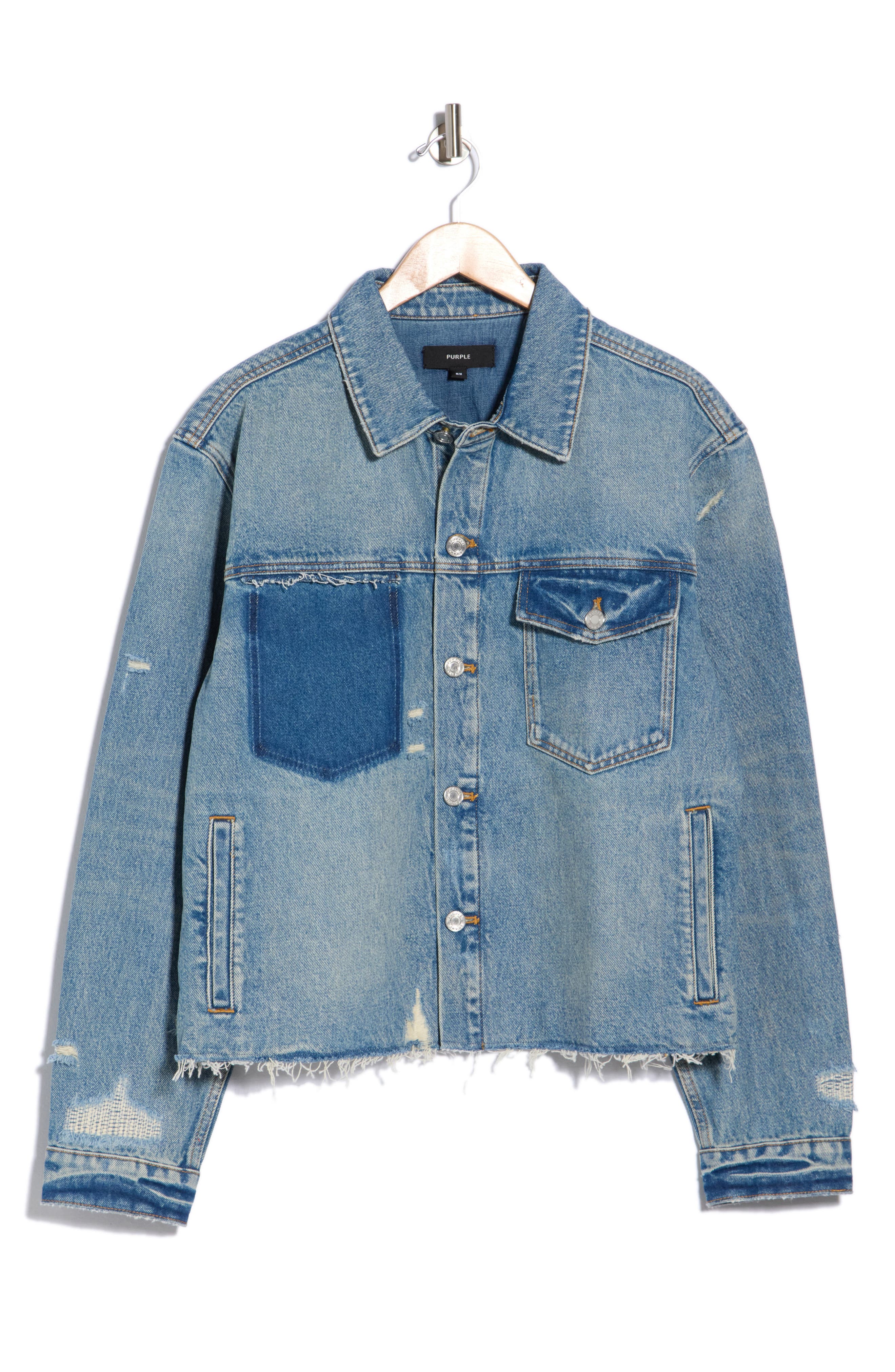 PURPLE BRAND Distressed Cutoff Denim Jacket (Men) | Nordstromrack