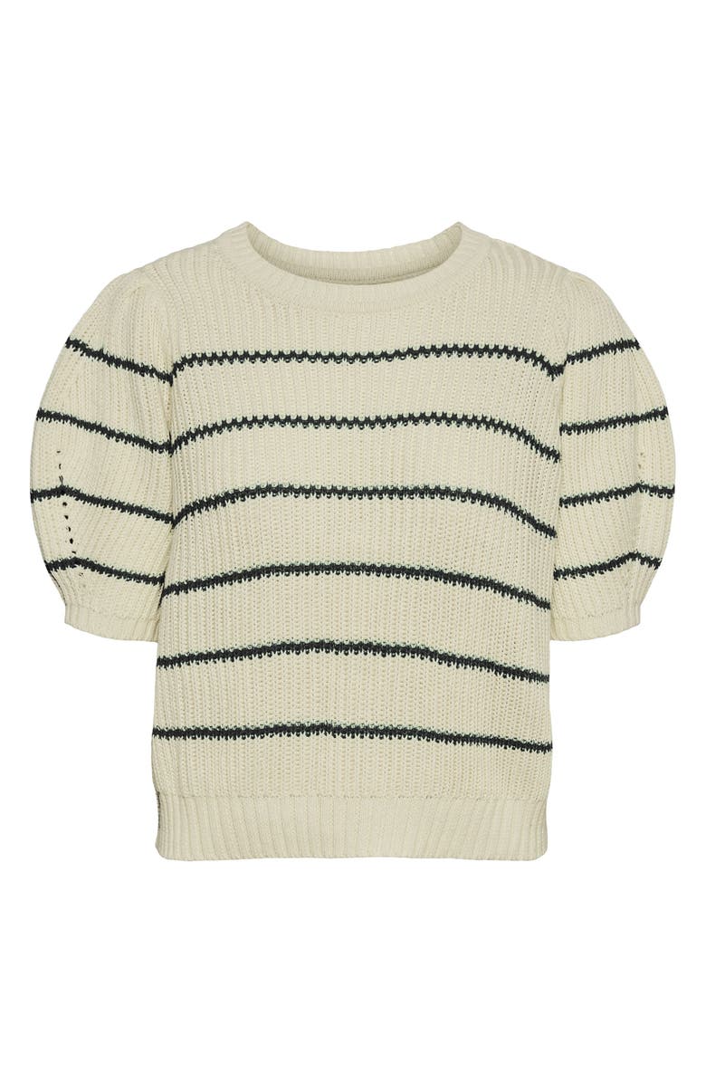 VERO MODA Stripe Puff Sleeve Crewneck Sweater, Alternate, color,