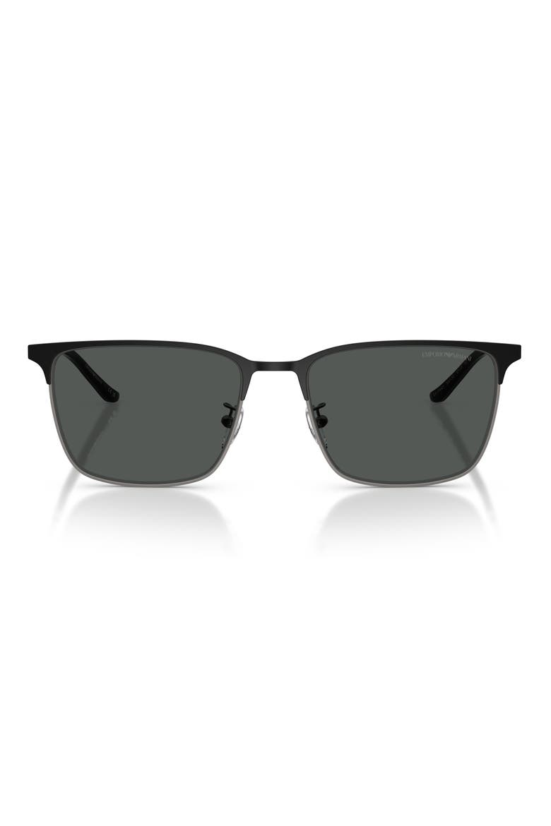 57mm Rectangular Sunglasses, Main, color, GUNMETAL / BLACK / GREY