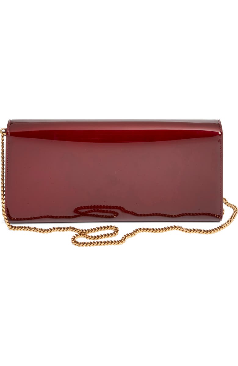 Saint Laurent Kate Patent Leather Clutch on a Chain, Alternate, color, Gloss Burgundy