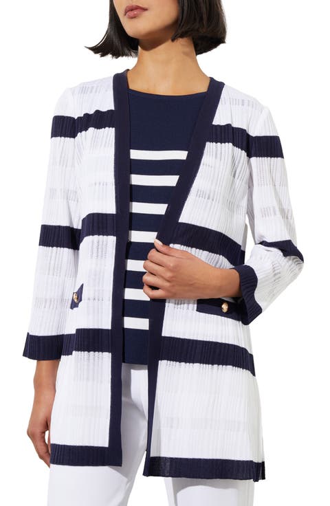 Rib Stripe Sheer Knit Jacket