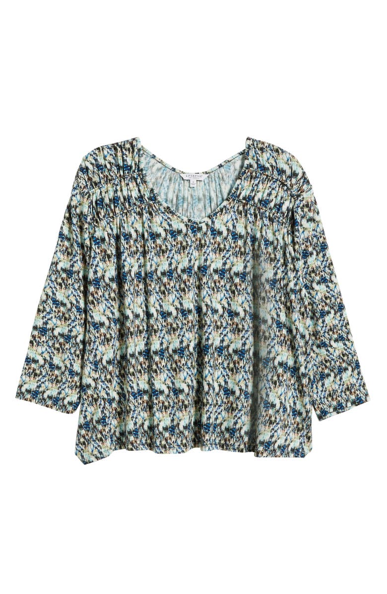 Liverpool Los Angeles Abstract Print Jersey Top, Alternate, color, Blue Multi Textre