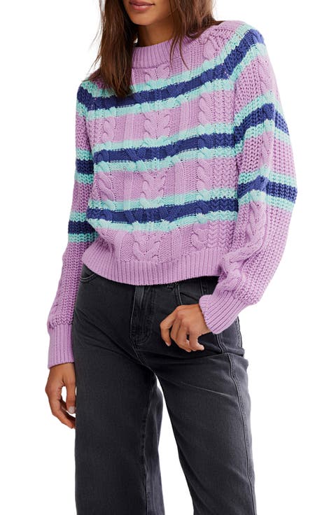 Frankie Stripe Cable Stitch Cotton Sweater