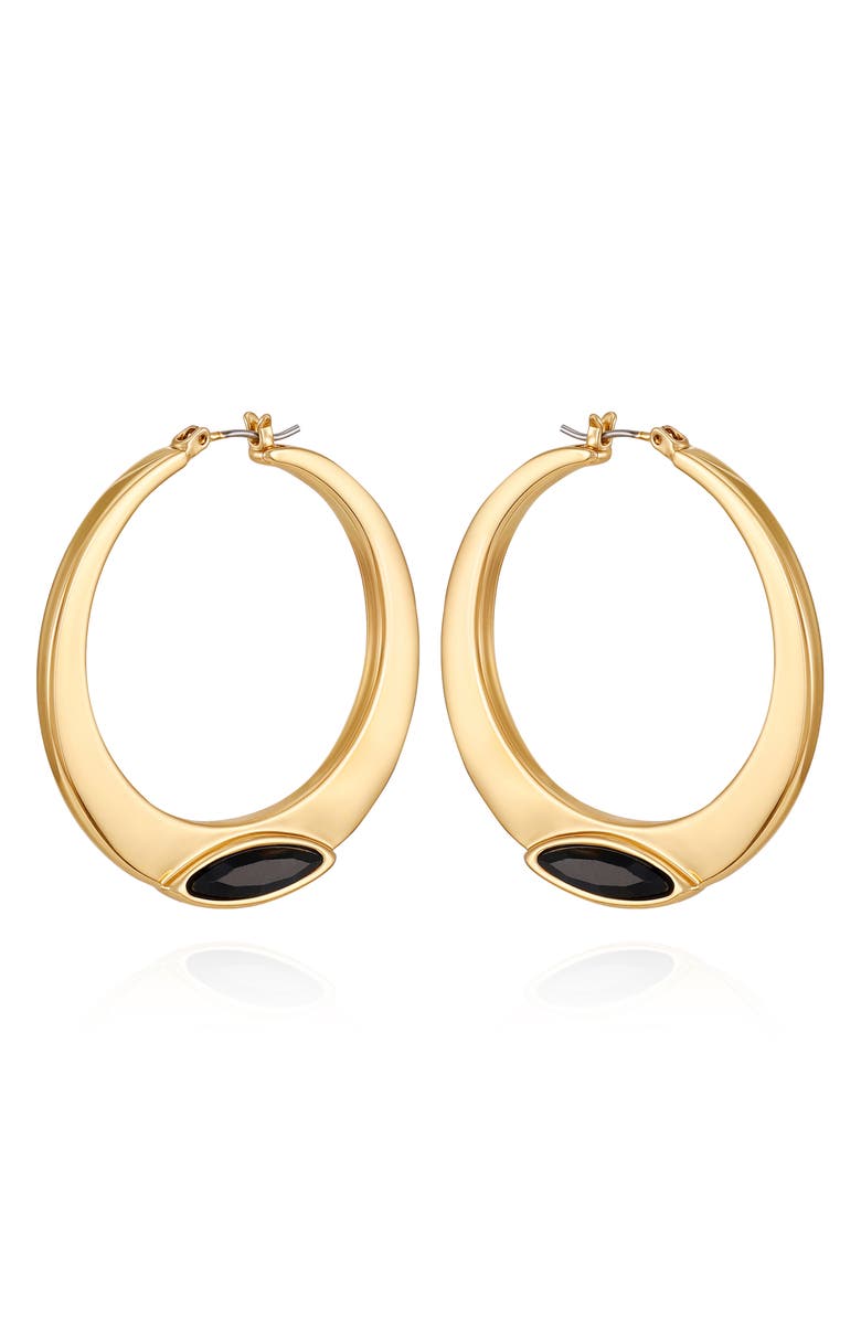 Vince Camuto Crystal Inlay Hoop Earrings, Alternate, color, Gold Tone