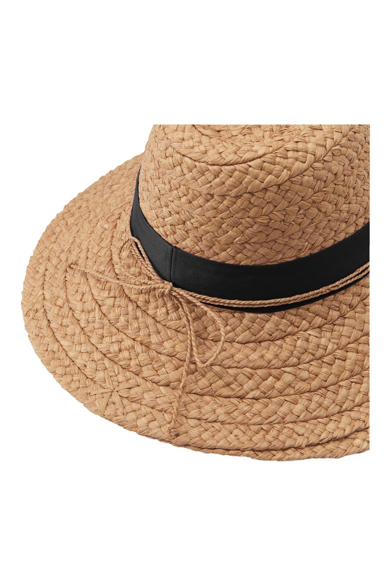 Raffia Fedora, Alternate, color, NOUGAT/BLACK