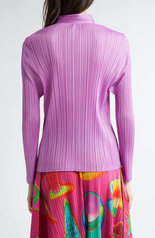 Issey Miyake Pleats Please Monthly Colors January Pleated Button-up Top In Purple Pink