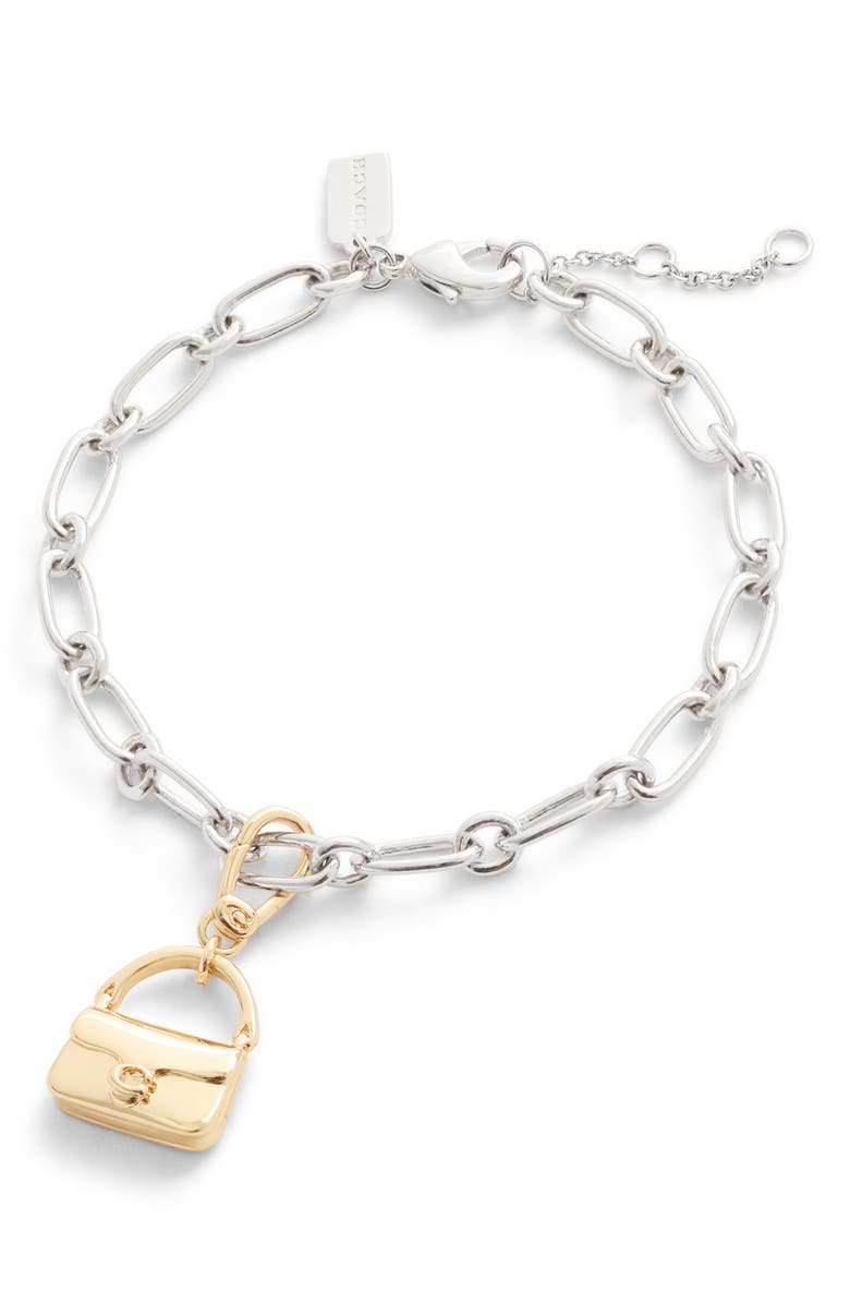 COACH Logo Handbag Charm, Alternate, color, Shiny Gold