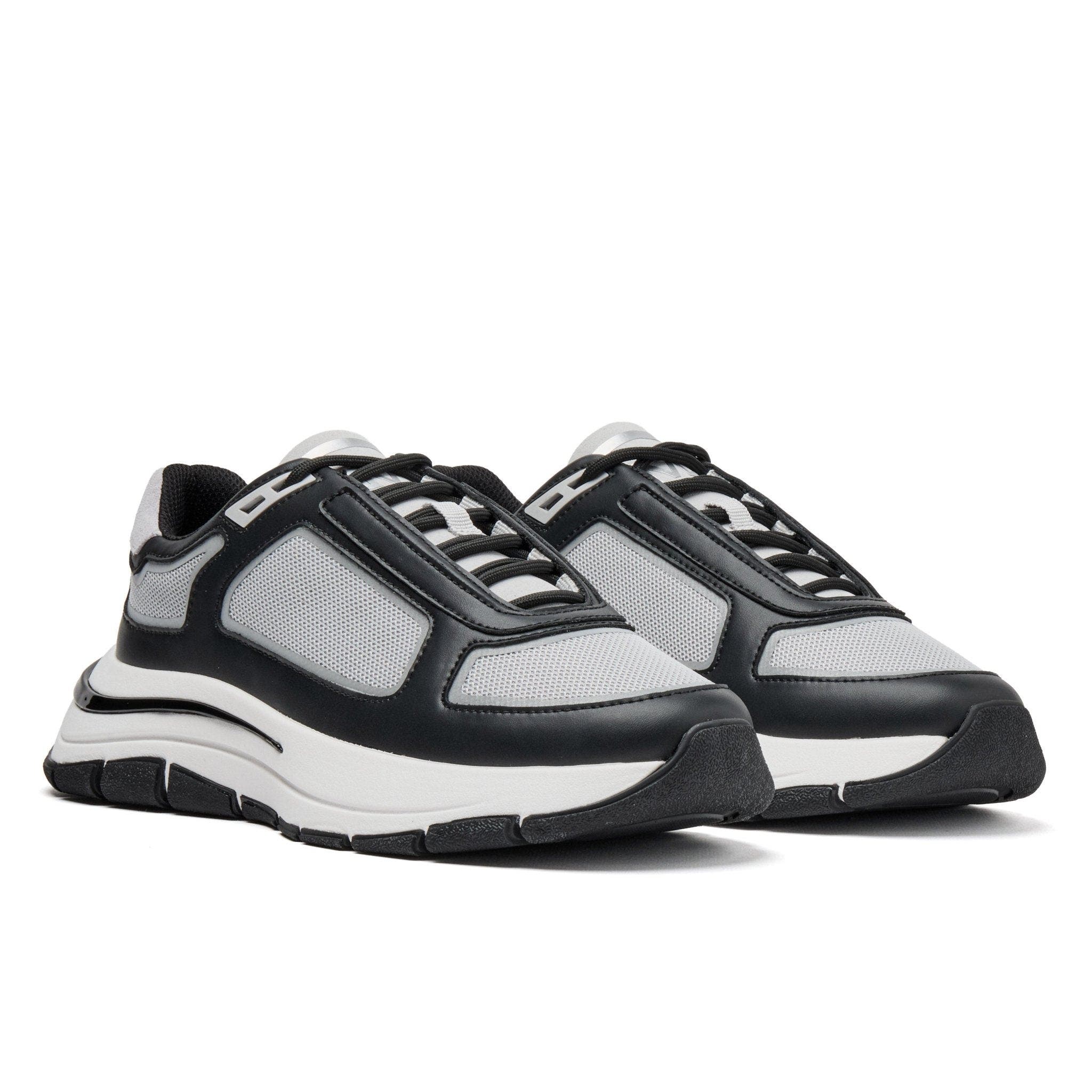 Alton Leather And Mesh Trainers, Alternate, color, Grey / Black
