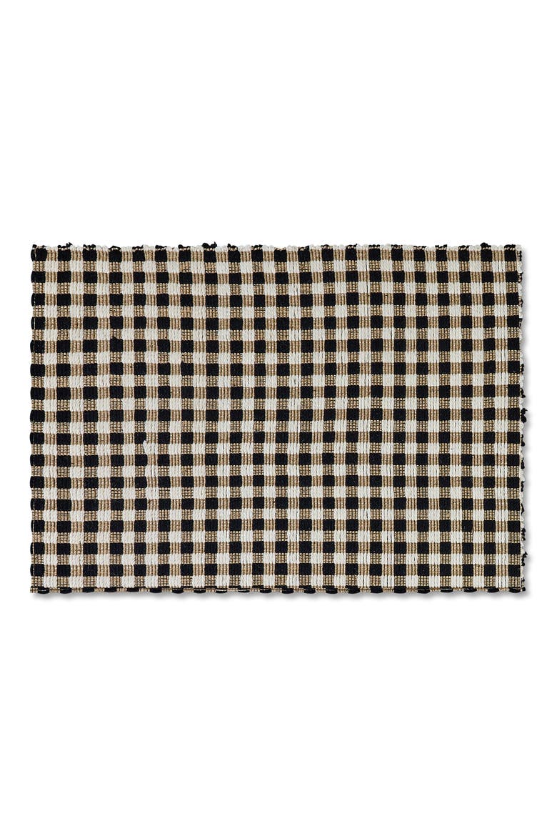 Natural Black & White Checked Rug, Main, color, BEIGE
