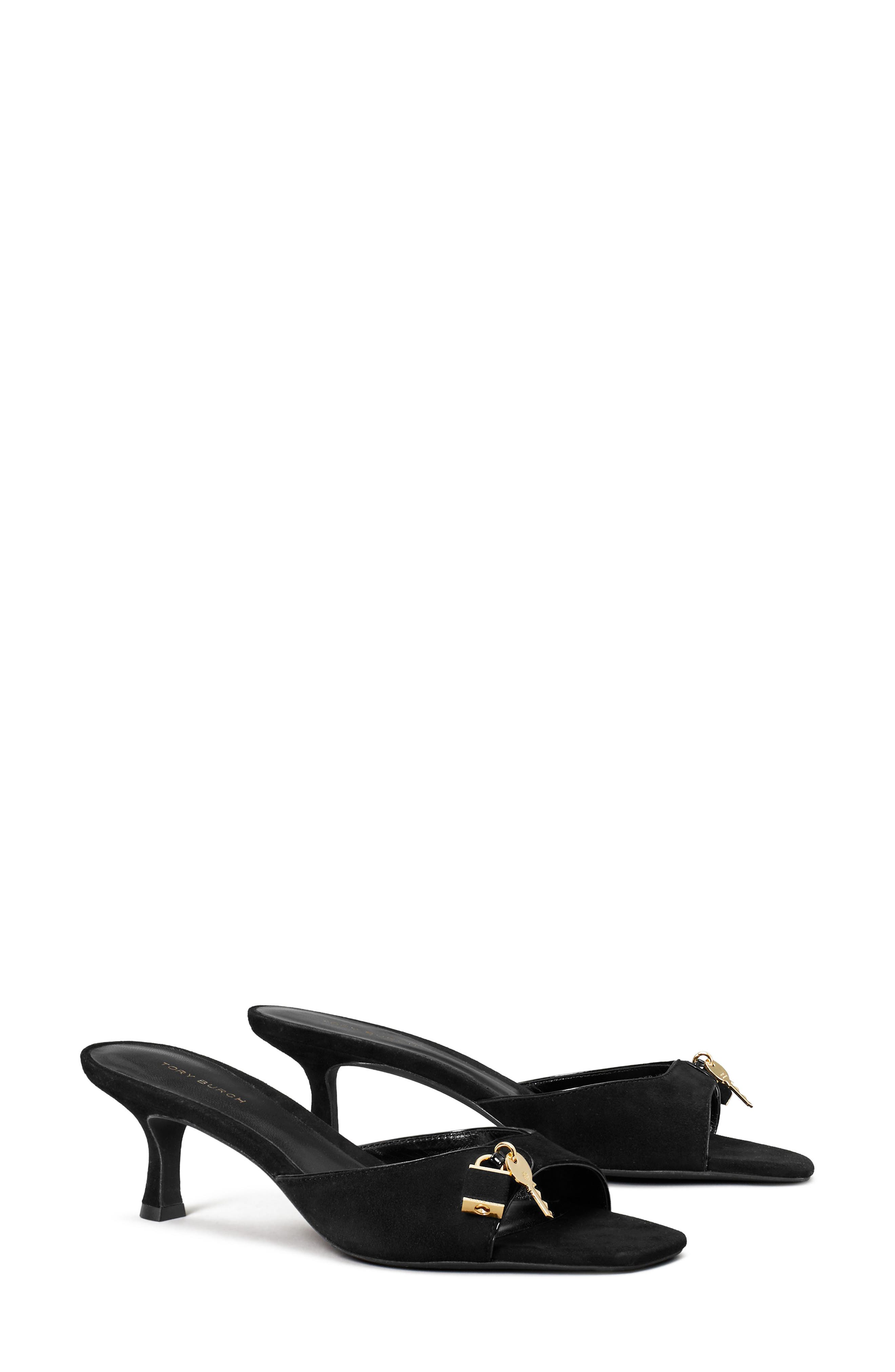 Lock Kitten Heel Sandal, Main, color, PERFECT BLACK / SILVER