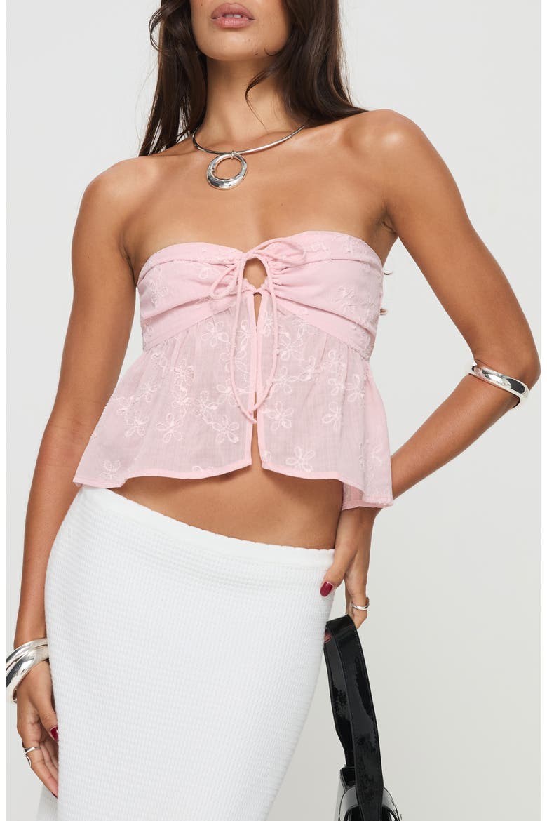 Rosenberg Strapless Jacquard Crop Top, Main, color, PINK