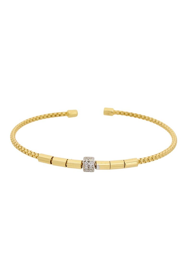 Diamond Sterling Silver Cuff Bangle, Main, color, YELLOW