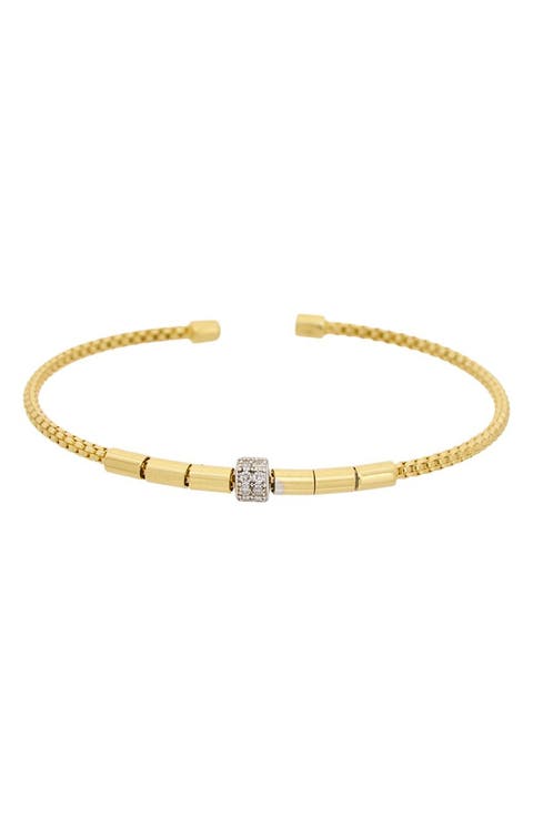 Diamond Sterling Silver Cuff Bangle