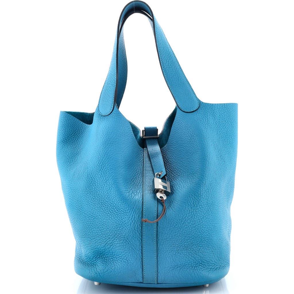 Pre-owned Hermes Hermes Picotin Lock Bag Clemence Gm In Blue