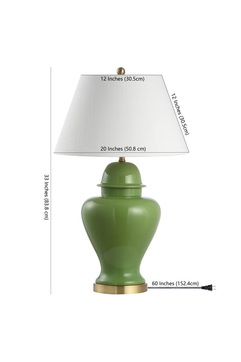 Sagwa 33" Ceramic/Iron Modern Classic LED Table Lamp, Alternate, color, Green
