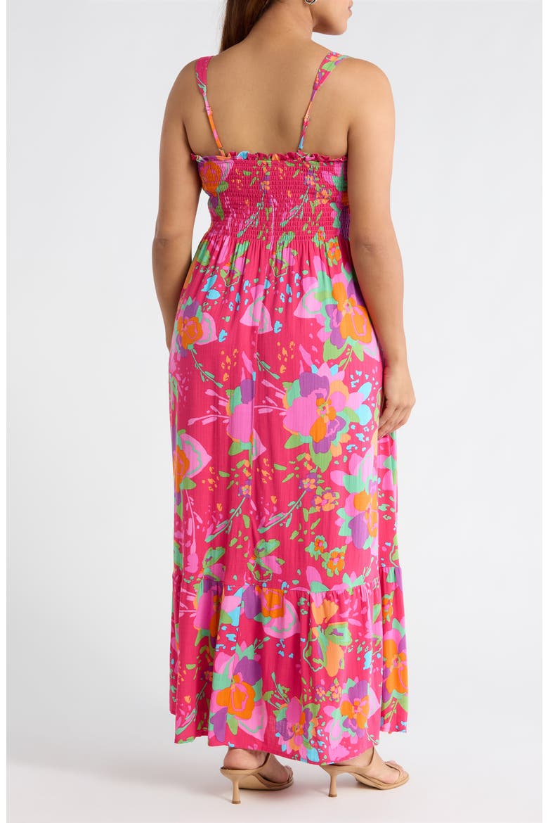 Himera Floral Kells Smocked Maxi Sundress, Alternate, color, FUCHSIA-MULTI