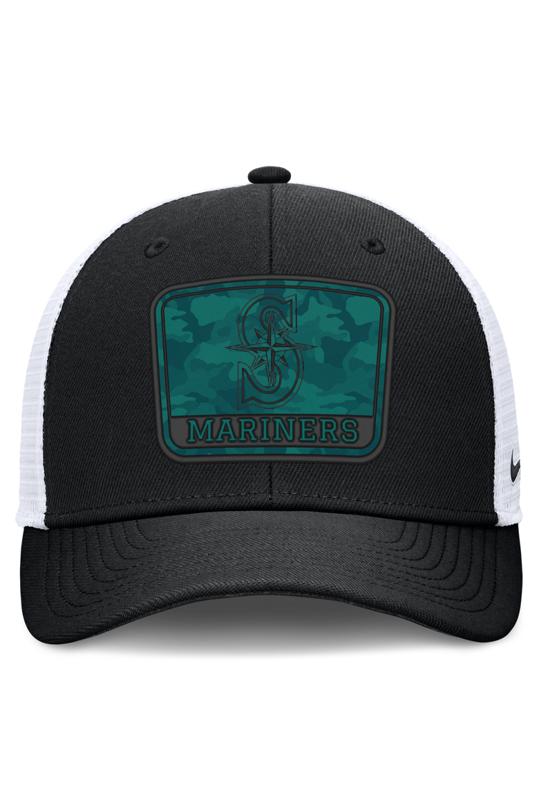 Men's Nike Black/White Seattle Mariners Camo Rise Trucker Dri-FIT Adjustable Hat, Alternate, color, Black